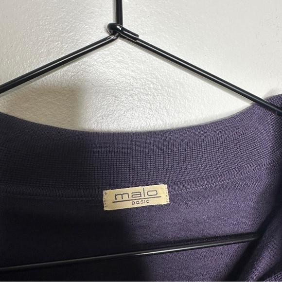 Malo Basic 100% Wool Collared Polo Lightweight Navy Blue Sweater Made in Italy - Picture 2 of 9
